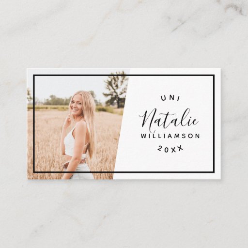 Customizable Modern white graduation photo insert name cards