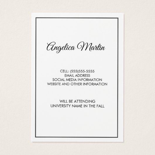 Modern White Graduation Vertical Photo Profile (Back)