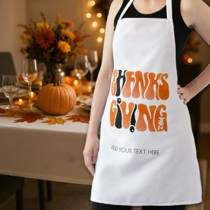 Modern White Graffiti Thanksgiving Autumn Fall Apron