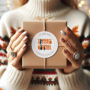 Modern White Graffiti Thanksgiving Autumn Fall Classic Round Sticker