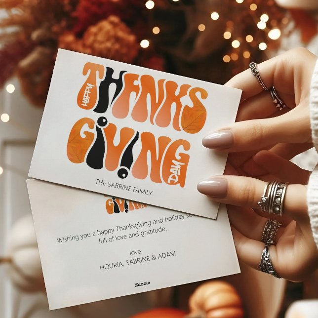 Modern White Graffiti Thanksgiving Autumn Fall  Holiday Card (Creator Uploaded)