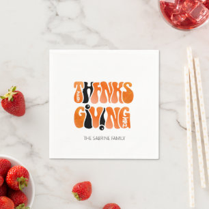 Modern White Graffiti Thanksgiving Autumn Fall Napkins