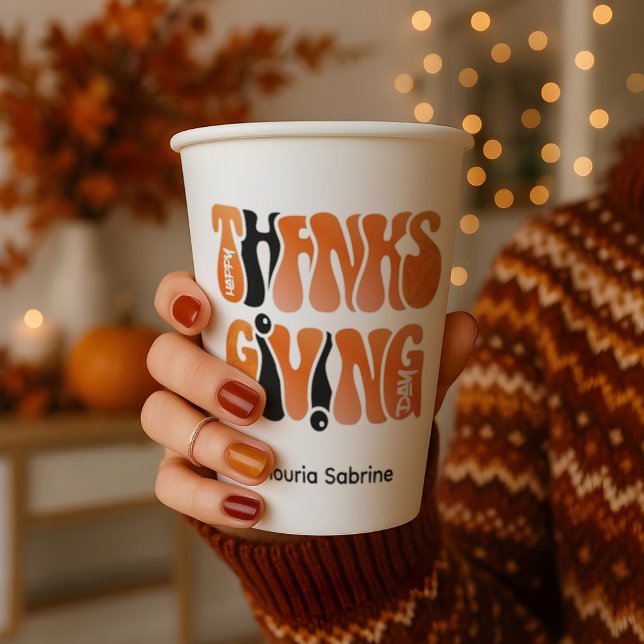 Modern White Graffiti Thanksgiving Autumn Fall  Paper Cups (Creator Uploaded)