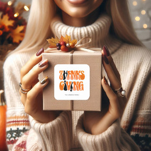 Modern White Graffiti Thanksgiving Autumn Fall Square Sticker