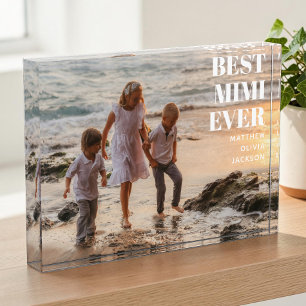 Modern White Grandkids Names Simple Best Mimi Ever Photo Block