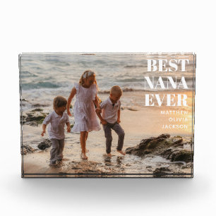 Modern White Grandkids Names Simple Best Nana Ever Photo Block