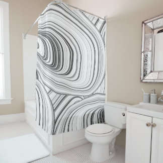 Modern White Gray Abstract Pattern Shower Curtain