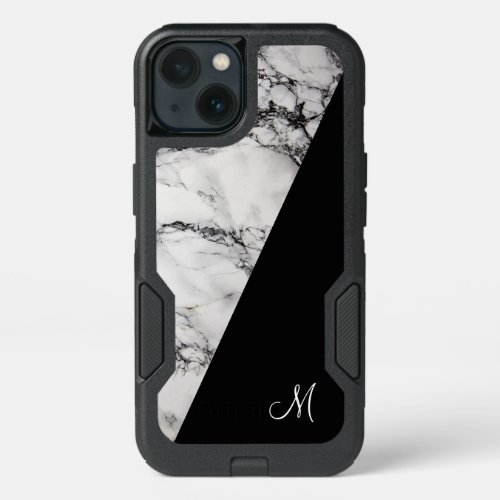 Modern White Gray And Black Marble Stone Texture iPhone 13 Case