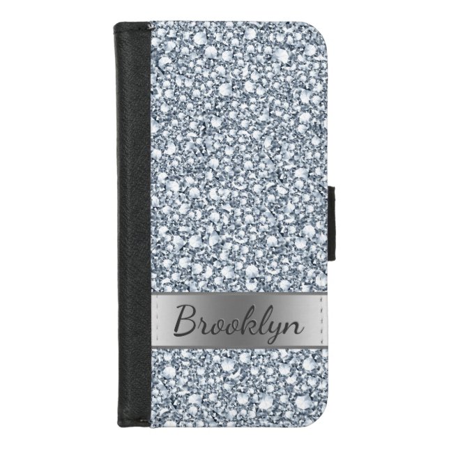 Modern White Gray Diamonds Pattern iPhone Wallet Case (Front)