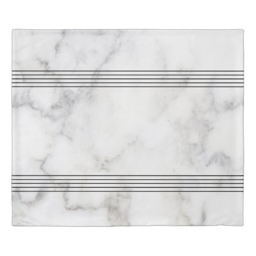 Modern White  Gray Marble  Decorative Stripes Duvet Cover