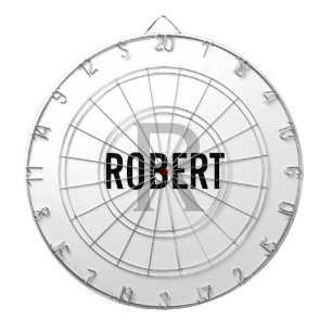 Modern white gray monogram name dart board