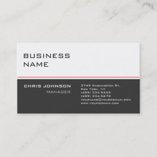 Modern White Gray Red Trendy Business Card