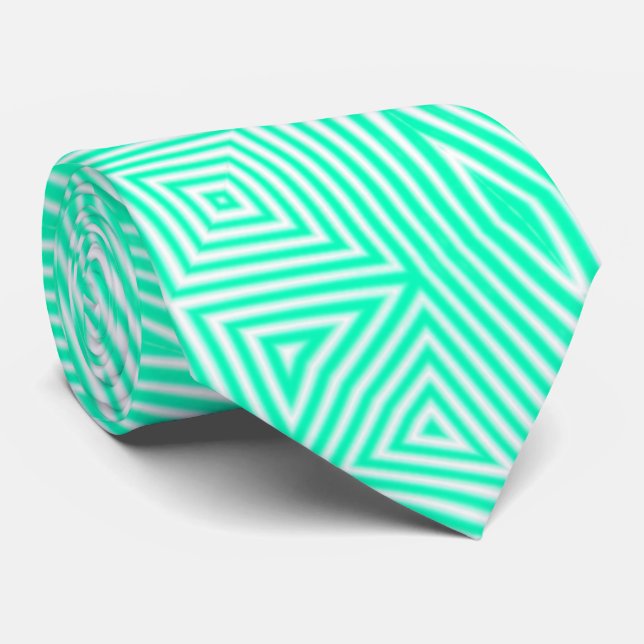 MODERN WHITE GREEN  CUTE NECK TIE Rmdesignflo55 (Rolled)