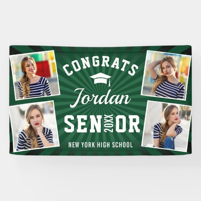 Modern White Green Graduation Class of 2024 PHOTO Banner (Horizontal)