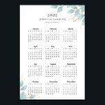 Modern White Green Leafy Calender 2022 Poster<br><div class="desc">Modern White Green Leafy Calendar 2022 Poster. Edit your product in a few minutes by adding your data. You can change the font/color/position by "further personalization".</div>