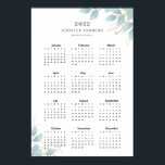 Modern White Green Leafy Calender 2022 Poster<br><div class="desc">Modern White Green Leafy Calendar 2022 Poster. Edit your product in a few minutes by adding your data. You can change the font/color/position by "further personalization".</div>