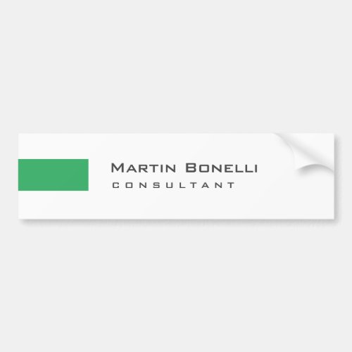 Modern White Green Simple Consultant Bumper Sticker