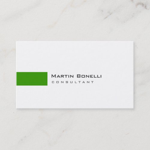 Modern White Green Simple Consultant Business Card