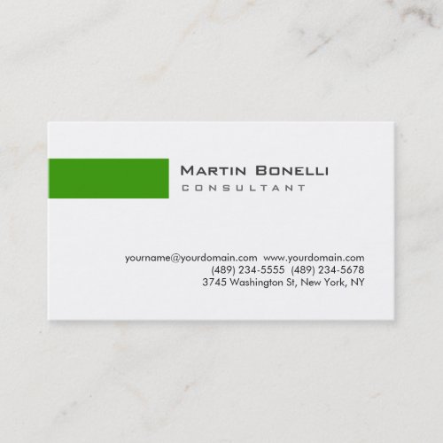 Modern White Green Simple Consultant Business Card