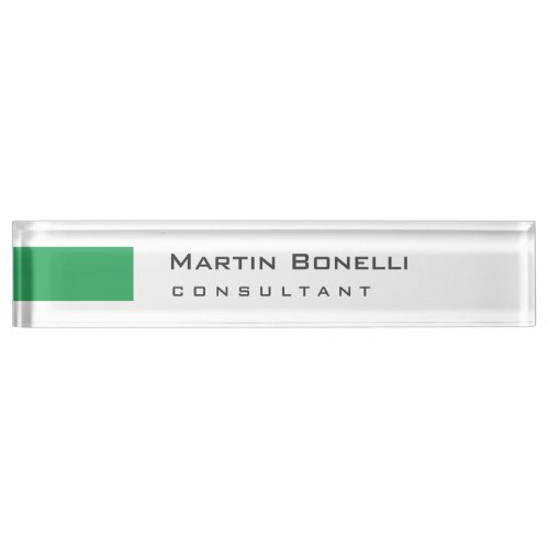 Modern White Green Simple Consultant Desk Name Plate