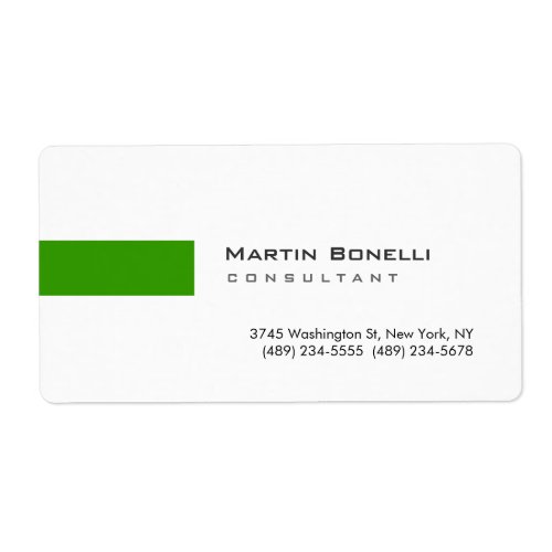 Modern White Green Simple Consultant Label