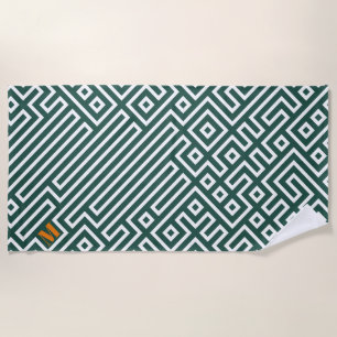 Modern White Green Wedding Party Favor Beach Towel
