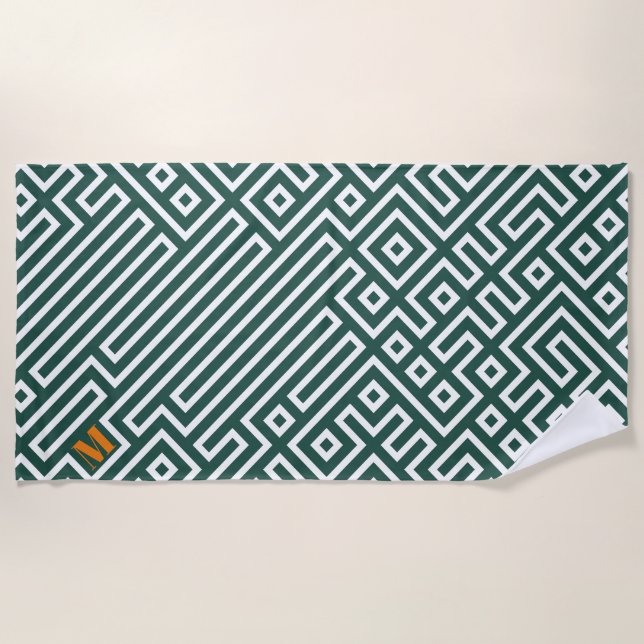 Modern White Green Wedding Party Favor Beach Towel (Front)