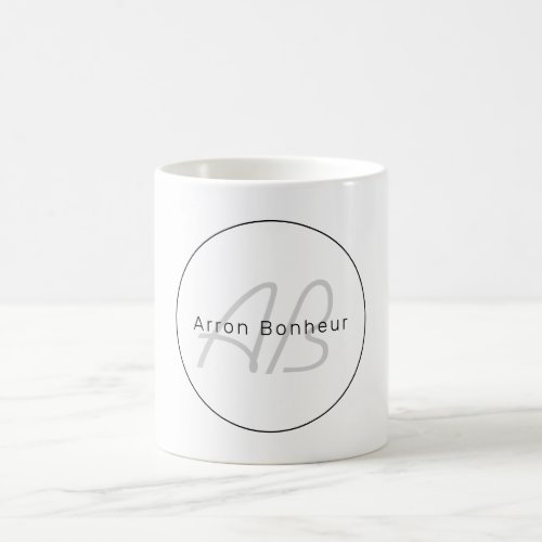 Modern White Grey  Black  Cool Name  Monogram Coffee Mug