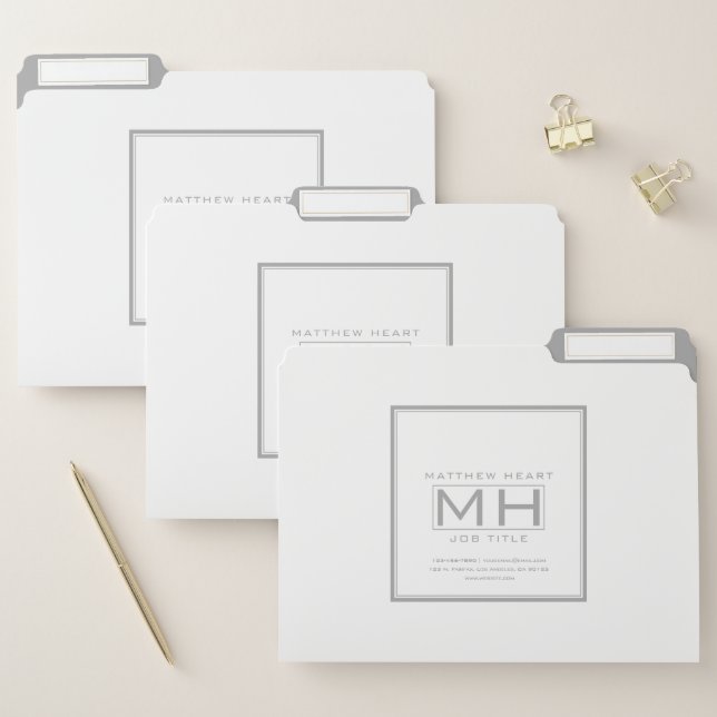 Modern White & Grey Professional Business File Folder (Set)