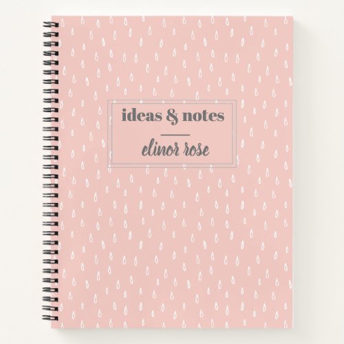 Modern White Handpainted Teardrops on Pink Notebook