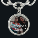 Modern White Heart Best Friend Friendship Photo Bracelet<br><div class="desc">Cute and modern keychain celebrating your friendship with your bestie. Add a photo and your names to create a one-of-a-kind gift.</div>