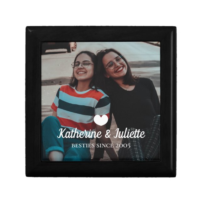Modern White Heart Best Friend Friendship Photo Gift Box (Front)