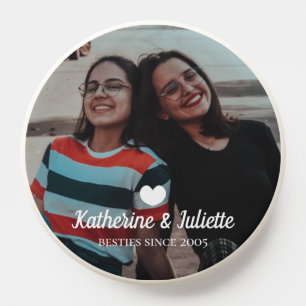 Modern White Heart Best Friend Friendship Photo PopSocket