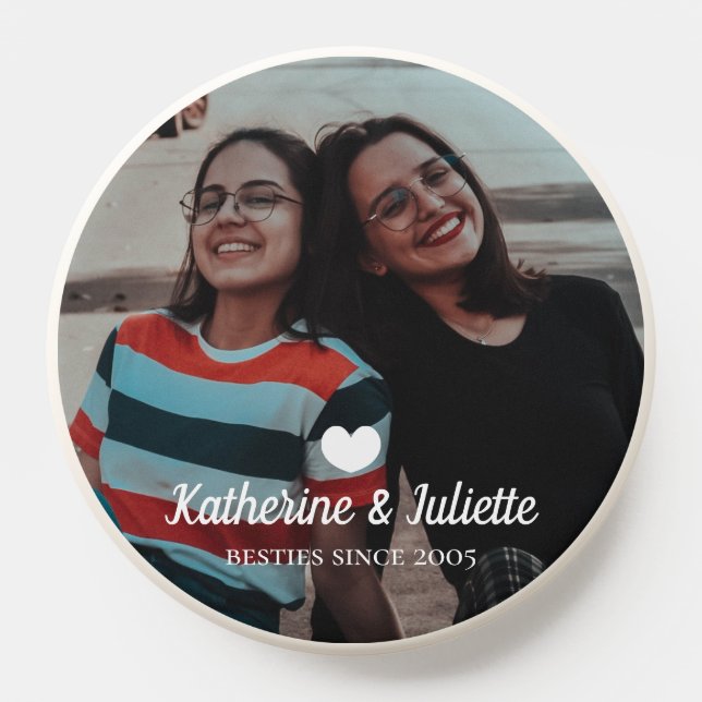 Modern White Heart Best Friend Friendship Photo PopSocket (Popsocket)