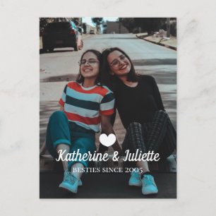 Modern White Heart Best Friend Friendship Photo Postcard