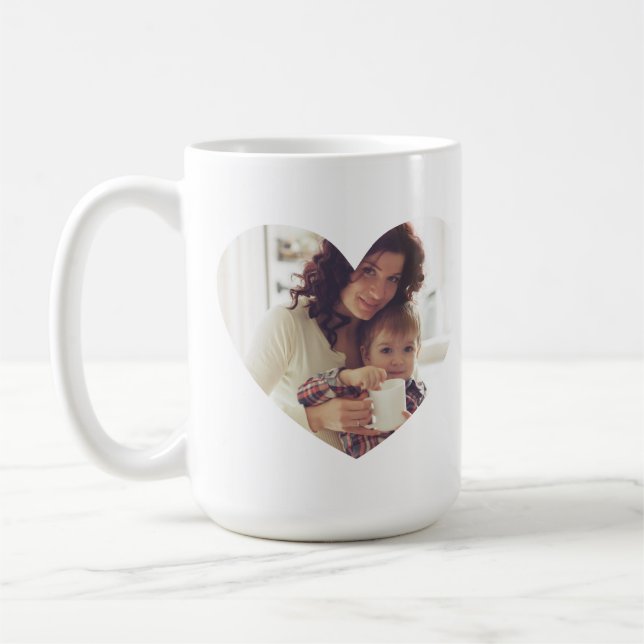 Modern White Heart Photo Frame Best Mom Ever Coffee Mug (Left)