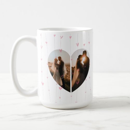 Modern White Heart Shaped Photo Custom For her him Coffee Mug