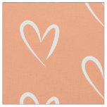 Modern White Hearts Pattern, Peach Background Fabric