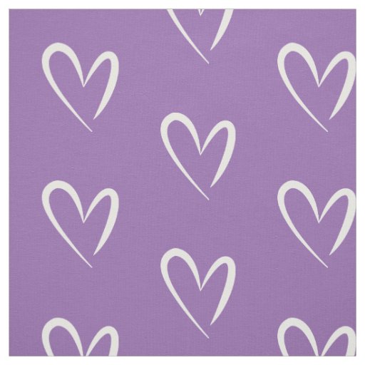 Modern white hearts, Purple Background, Pattern Fabric