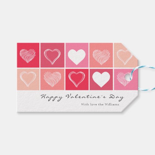 Modern white hearts red and pink colors Valentine Gift Tags