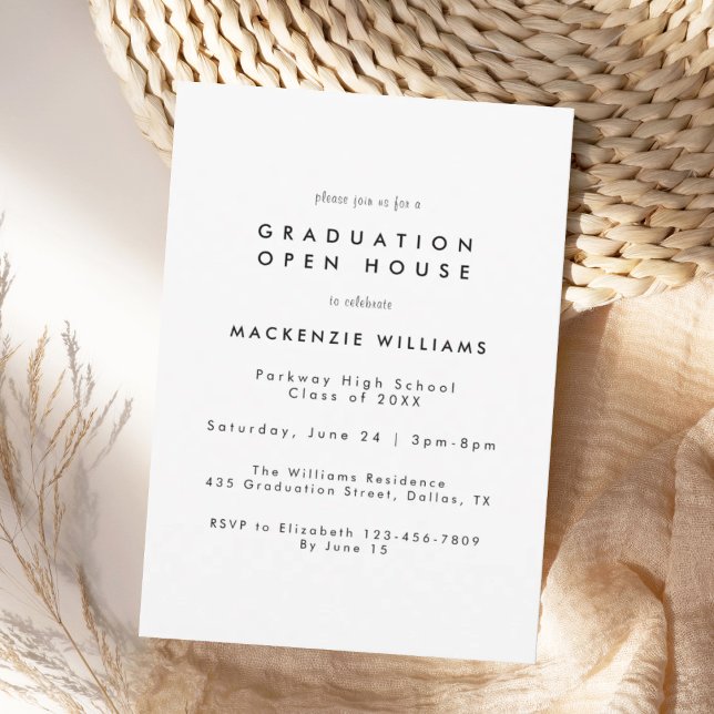 Modern White High School Graduation Invitation (Creator Uploaded)