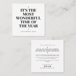Modern white holiday business thank you square business card