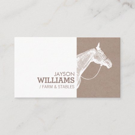 Modern White Horse Screen Print For Farmers Business Card