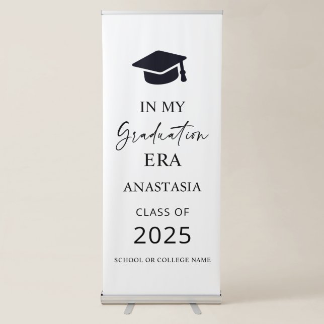 Modern White In my graduation era Retractable Banner (Front)
