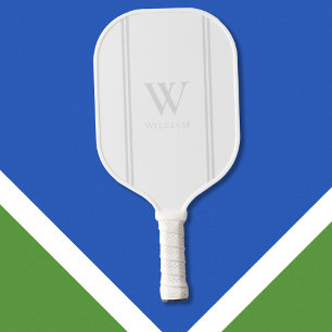 Modern White Initial Name Monogram Pickleball Paddle