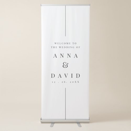 Modern White  Inline Minimal Wedding Welcome Retractable Banner