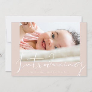 Modern White Introducing Hand Written Photo Birth