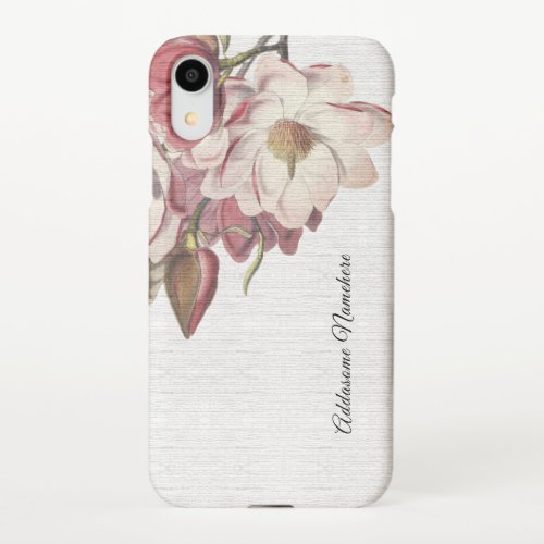 Modern White Ivory Pink Magnolia vintage floral iPhone XR Case