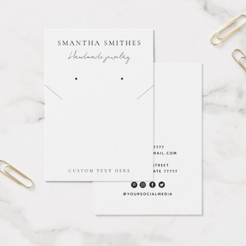 Modern White Jewelry necklace earring display Card