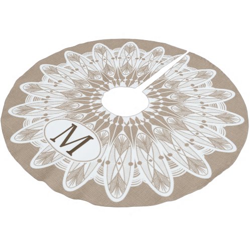 Modern White Lace Burlap Personalized Brushed Polyester Tree Skirt